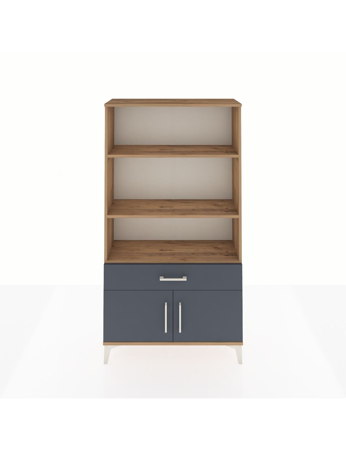 Arges Dolap 3 Raflı Tek Çekmeceli 2 Kapaklı 88x30x163 Çam-Antrasit