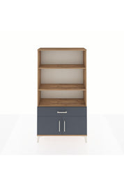 Arges Dolap 3 Raflı Tek Çekmeceli 2 Kapaklı 88x30x163 Çam-Antrasit