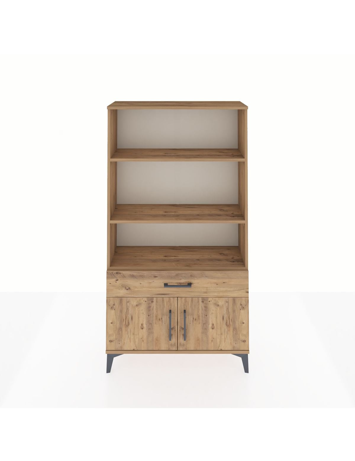 Arges Dolap 3 Raflı Tek Çekmeceli 2 Kapaklı 88x30x163 Çam-Çam