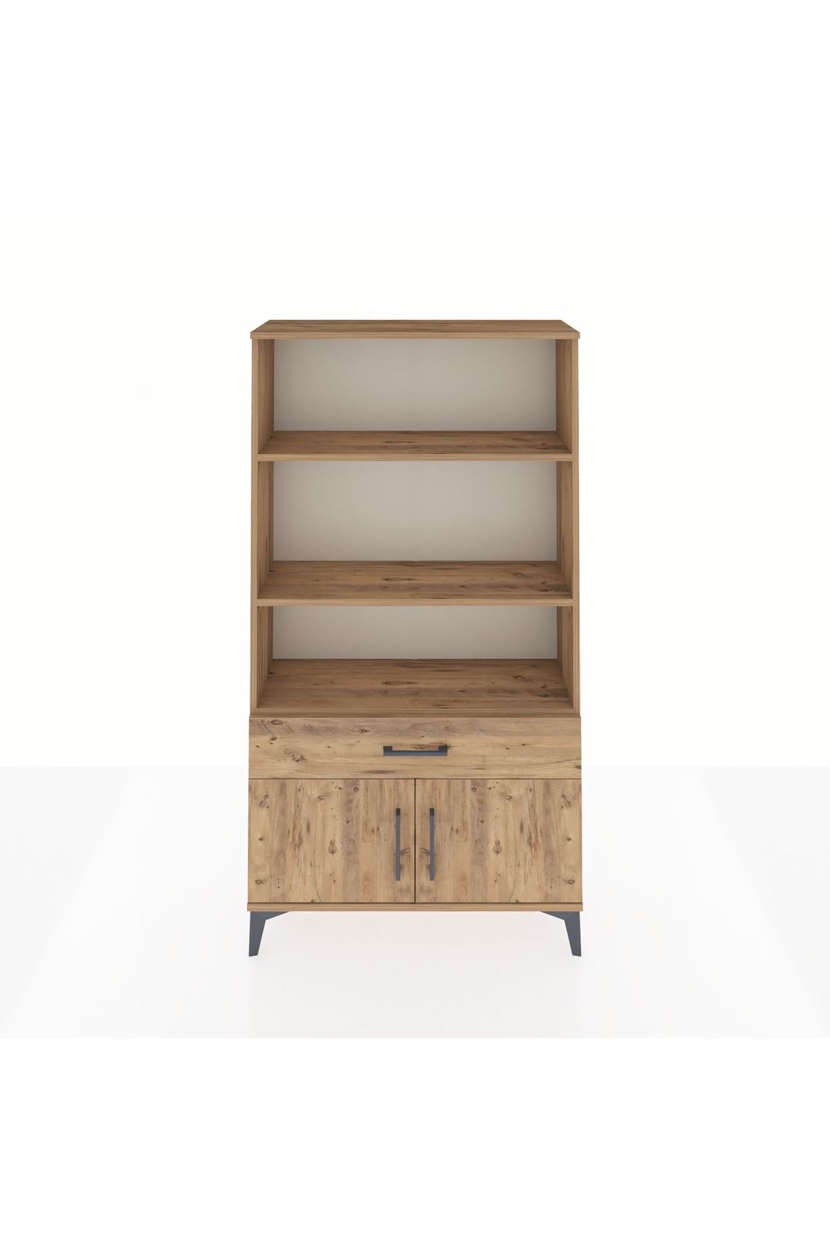 Arges Dolap 3 Raflı Tek Çekmeceli 2 Kapaklı 88x30x163 Çam-Çam