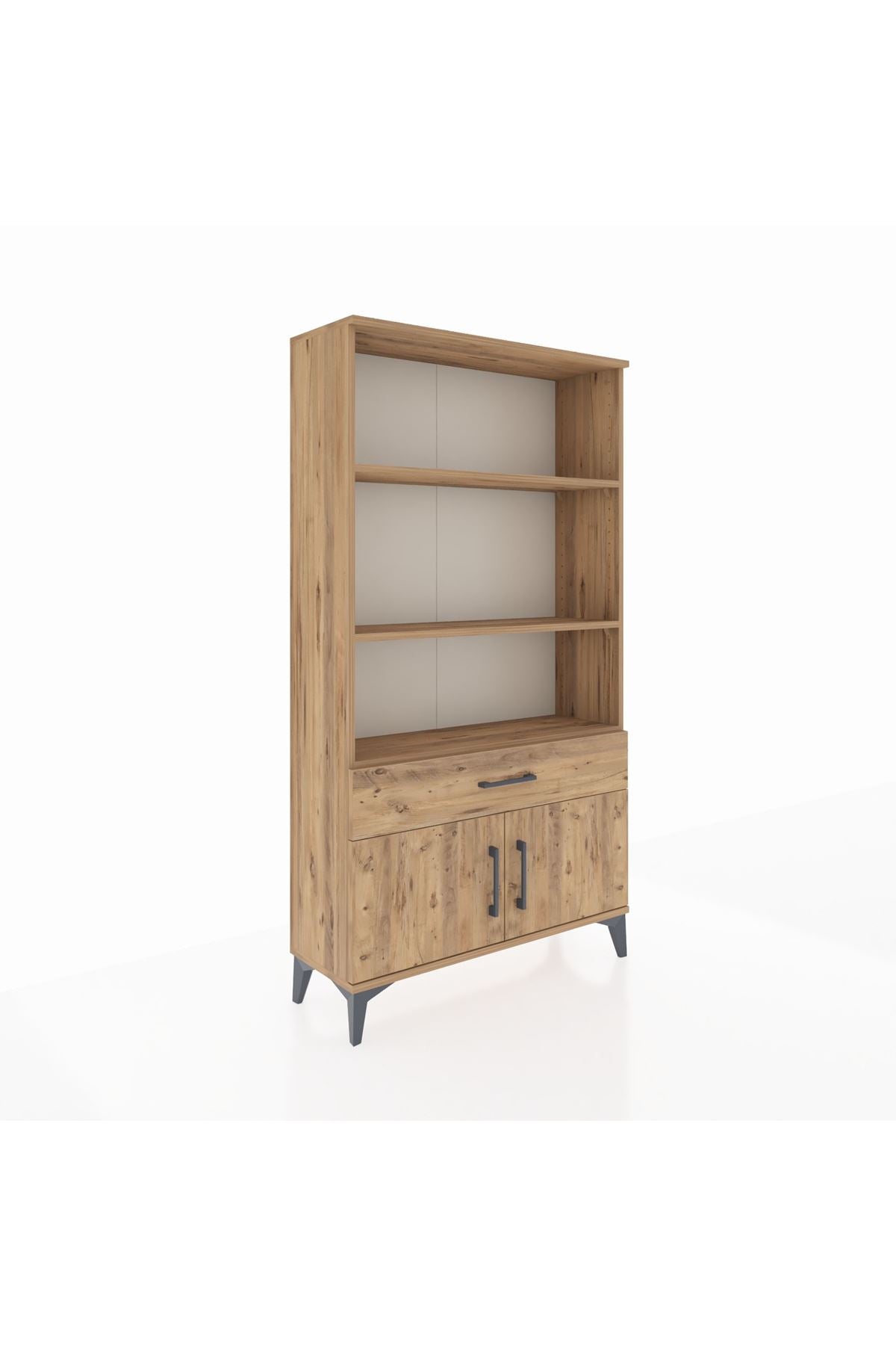 Arges Dolap 3 Raflı Tek Çekmeceli 2 Kapaklı 88x30x163 Çam-Çam