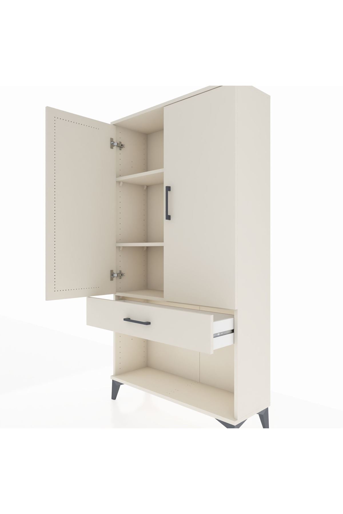 Arges Dolap 3 Raflı Tek Çekmeceli 2 Kapaklı 88x30x163 Aytaşı-Aytaşı