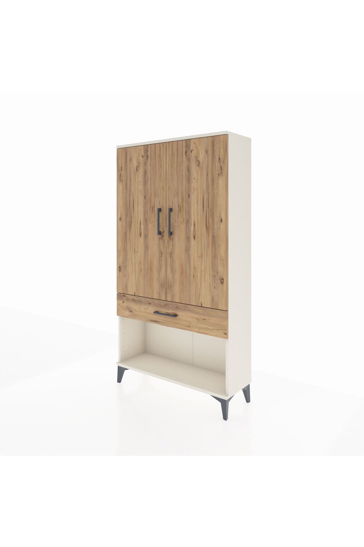 Arges Dolap 3 Raflı Tek Çekmeceli 2 Kapaklı 88x30x163 Aytaşı-Çam