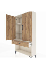 Arges Dolap 3 Raflı Tek Çekmeceli 2 Kapaklı 88x30x163 Aytaşı-Çam