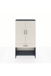 Arges Dolap 3 Raflı Tek Çekmeceli 2 Kapaklı 88x30x163 Antrasit-Aytaşı