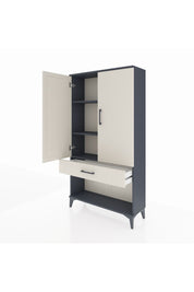 Arges Dolap 3 Raflı Tek Çekmeceli 2 Kapaklı 88x30x163 Antrasit-Aytaşı