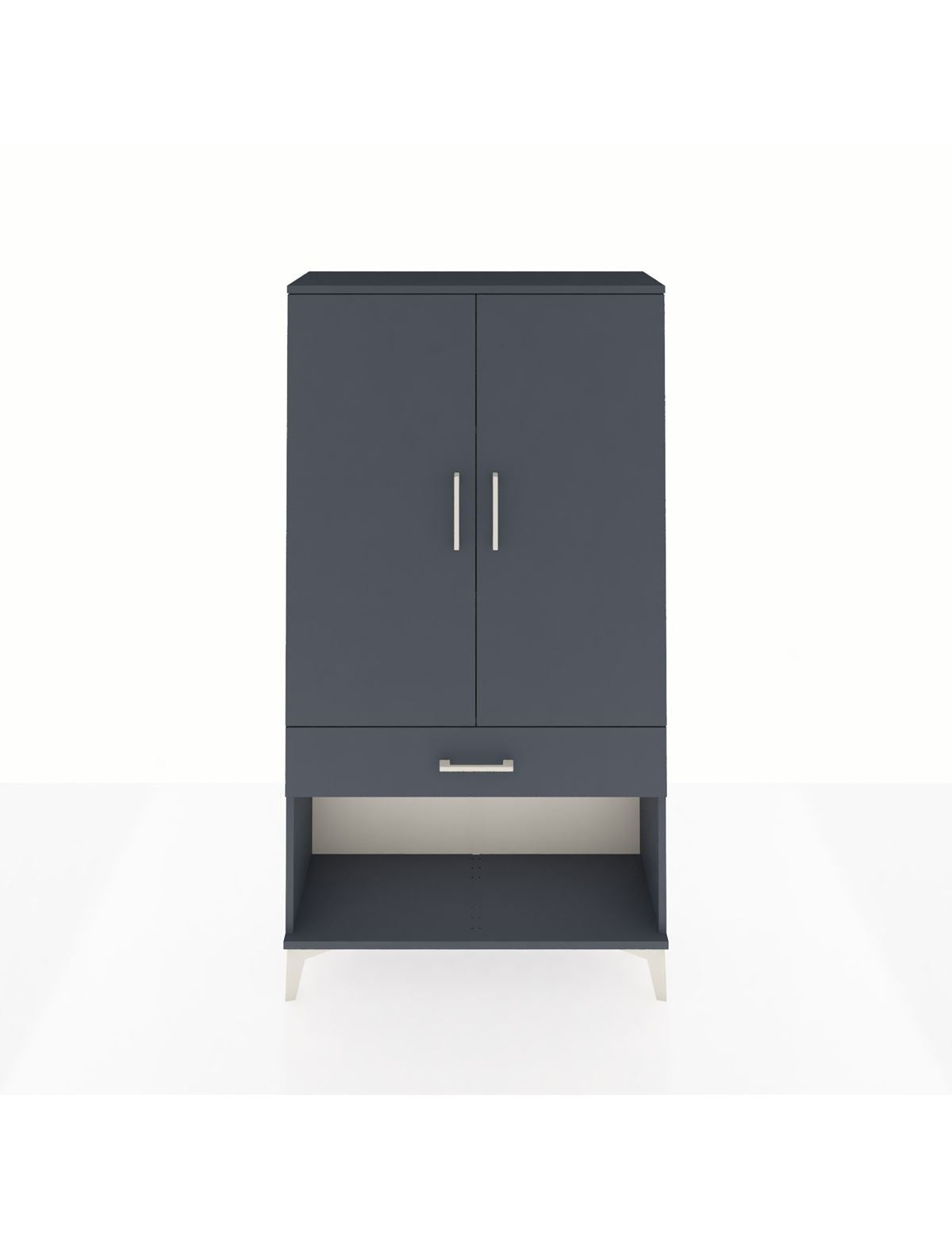 Arges Dolap 3 Raflı Tek Çekmeceli 2 Kapaklı 88x30x163 Antrasit-Antrasit