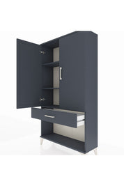 Arges Dolap 3 Raflı Tek Çekmeceli 2 Kapaklı 88x30x163 Antrasit-Antrasit
