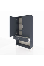 Arges Dolap 3 Raflı Tek Çekmeceli 2 Kapaklı 88x30x163 Antrasit-Antrasit