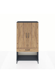 Arges Dolap 3 Raflı Tek Çekmeceli 2 Kapaklı 88x30x163 Antrasit-Çam