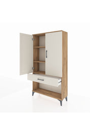 Arges Dolap 3 Raflı Tek Çekmeceli 2 Kapaklı 88x30x163 Çam-Aytaşı