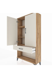 Arges Dolap 3 Raflı Tek Çekmeceli 2 Kapaklı 88x30x163 Çam-Aytaşı