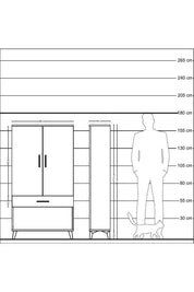 Arges Dolap 3 Raflı Tek Çekmeceli 2 Kapaklı 88x30x163 Çam-Antrasit