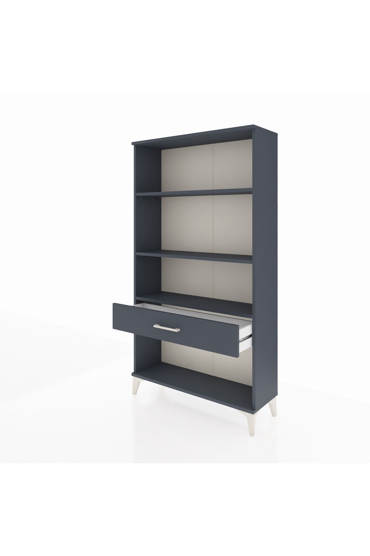 Arges Dolap 3 Raflı Tek Çekmeceli 88x30x163 Antrasit-Antrasit