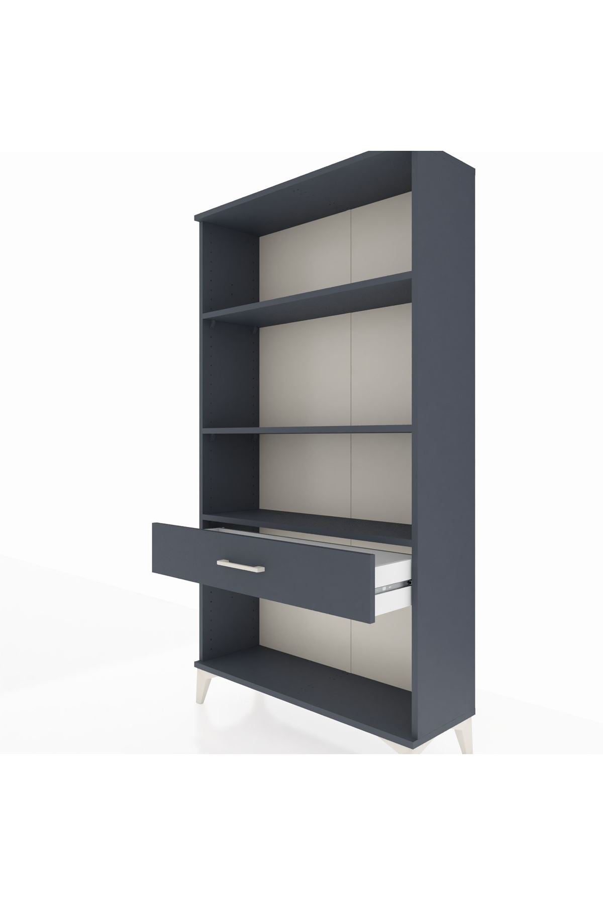 Arges Dolap 3 Raflı Tek Çekmeceli 88x30x163 Antrasit-Antrasit