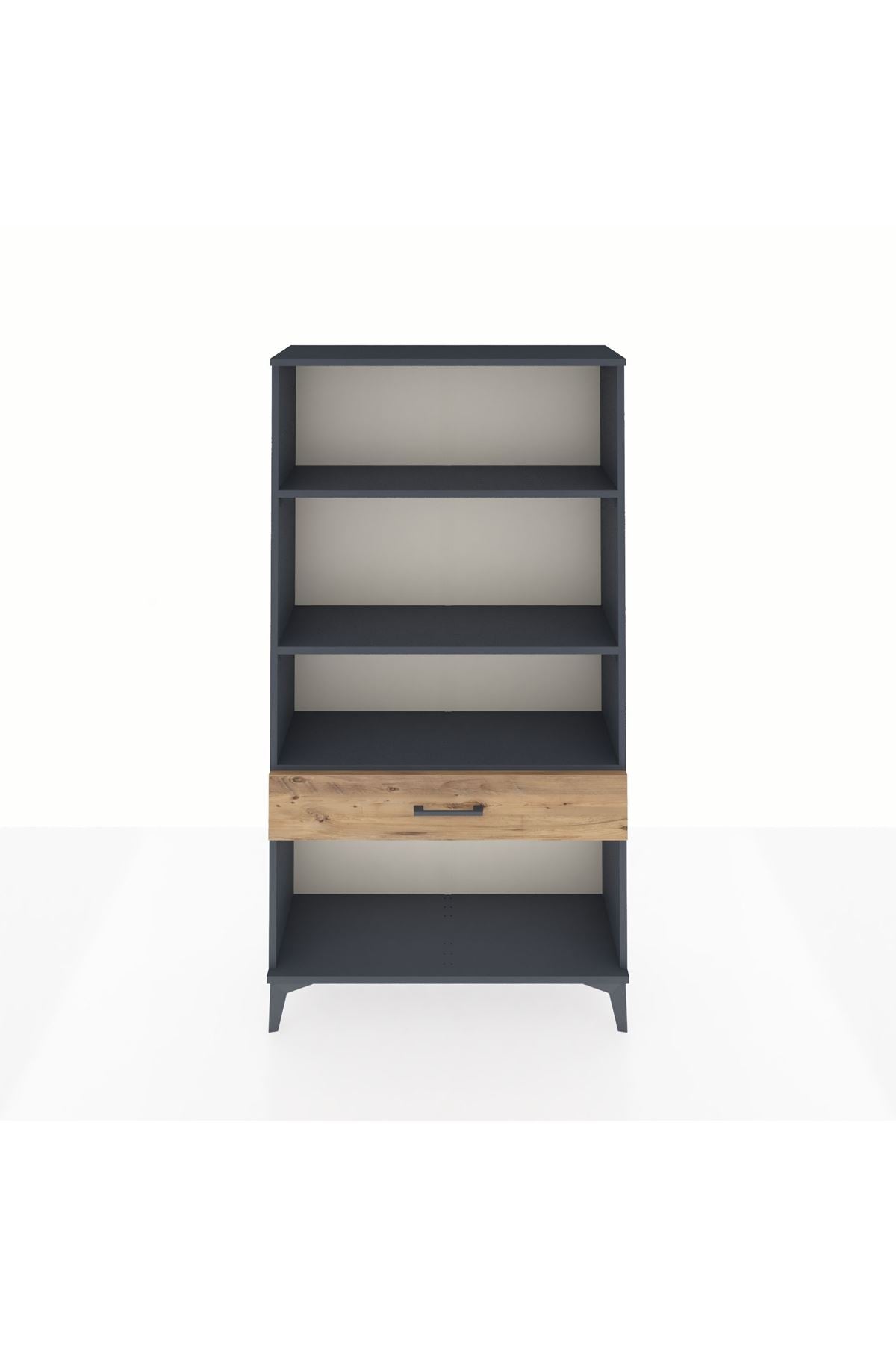 Arges Dolap 3 Raflı Tek Çekmeceli 88x30x163 Antrasit-Çam