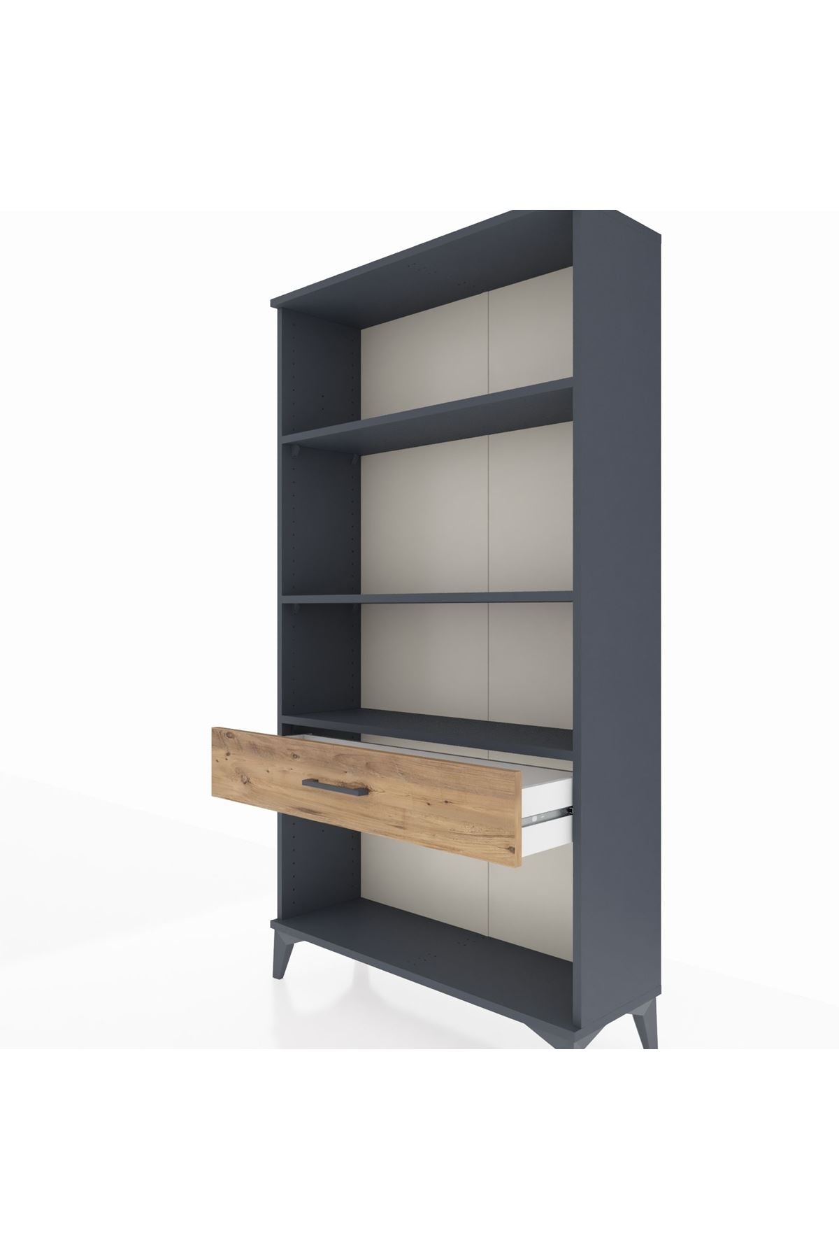 Arges Dolap 3 Raflı Tek Çekmeceli 88x30x163 Antrasit-Çam