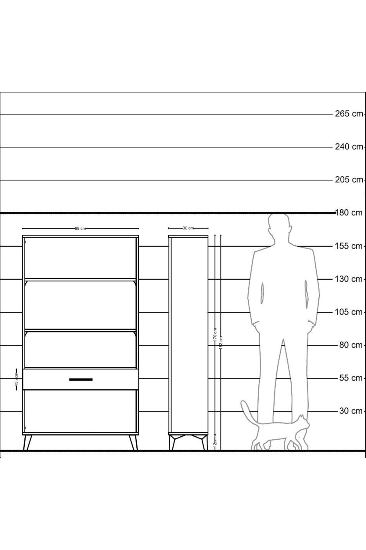 Arges Dolap 3 Raflı Tek Çekmeceli 88x30x163 Çam-Aytaşı