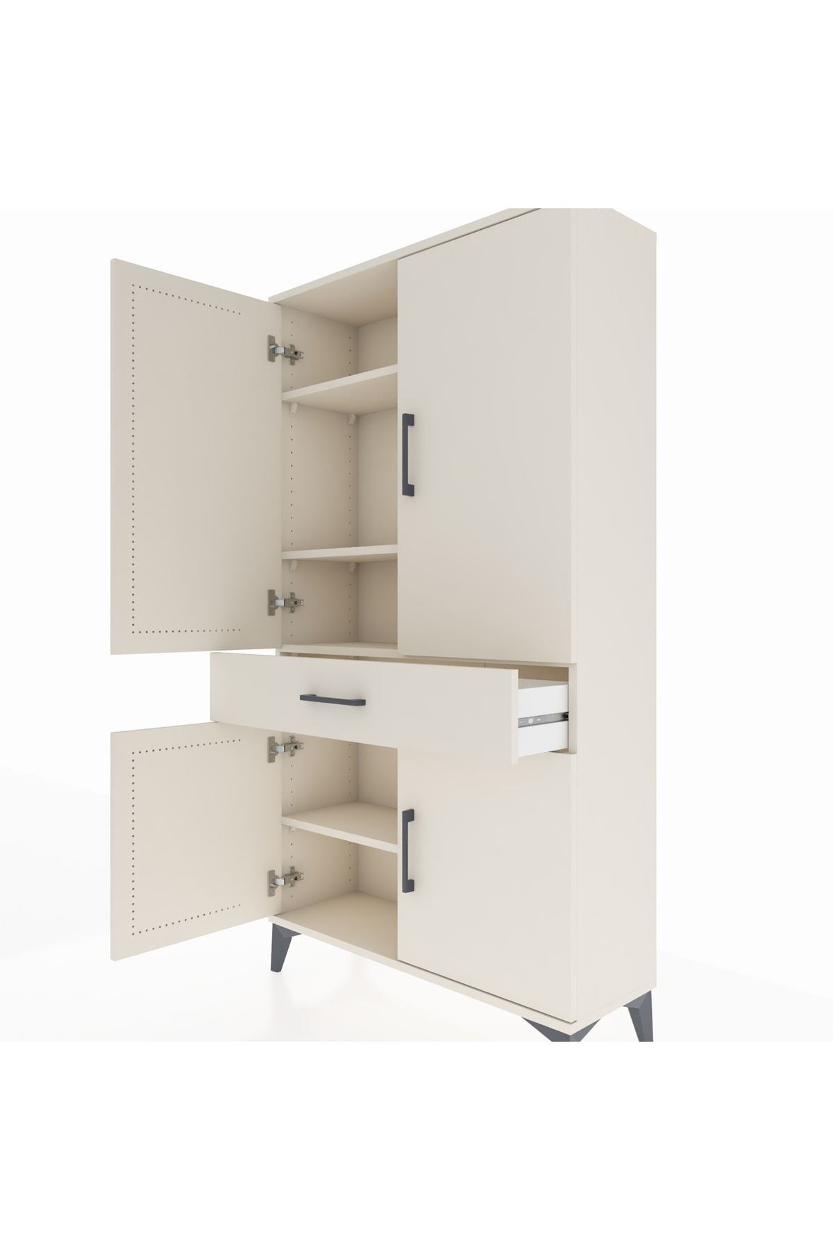 Arges Dolap 4 Raflı Tek Çekmeceli 4 Kapaklı 88x30x163 Aytaşı-Aytaşı