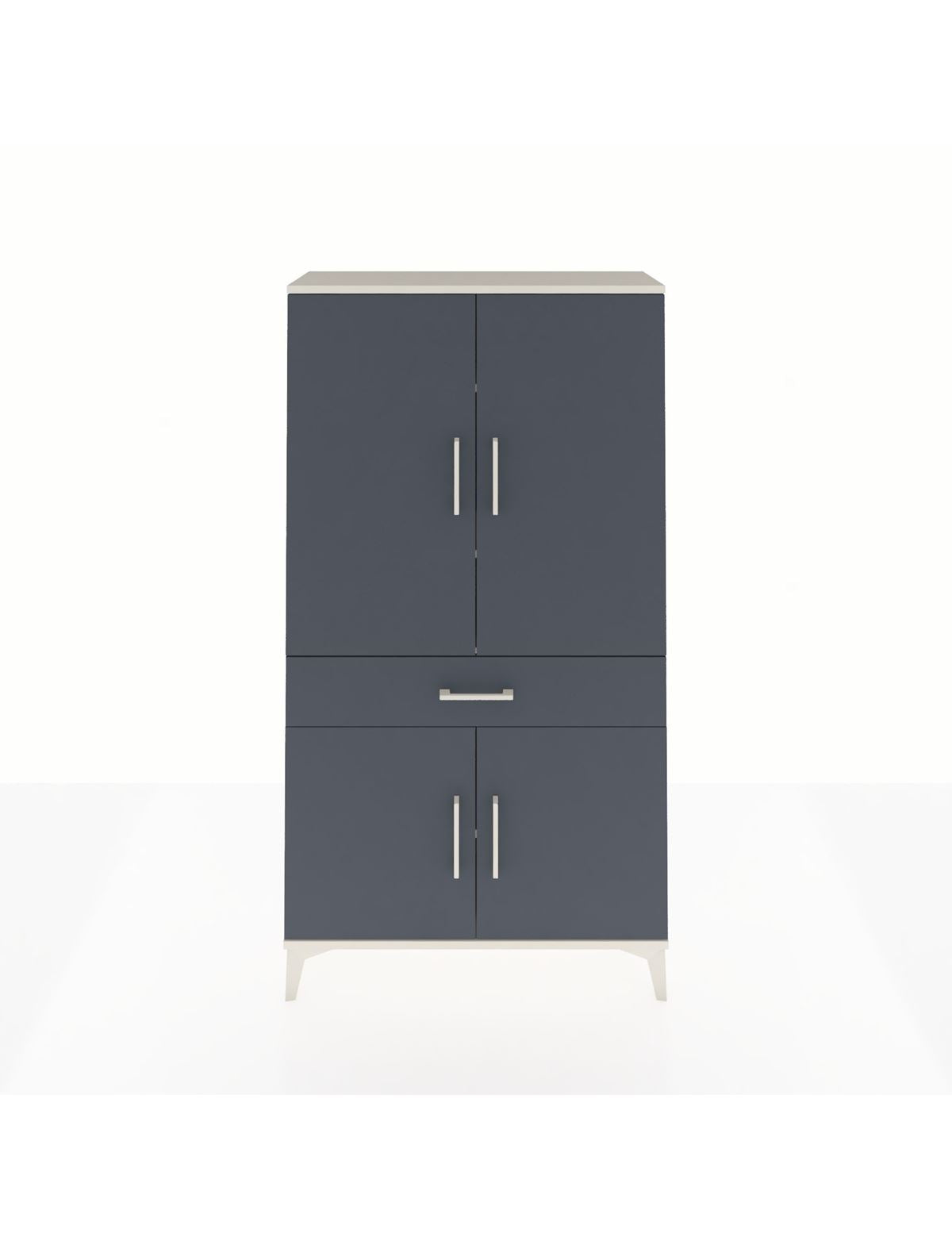 Arges Dolap 4 Raflı Tek Çekmeceli 4 Kapaklı 88x30x163 Aytaşı-Antrasit