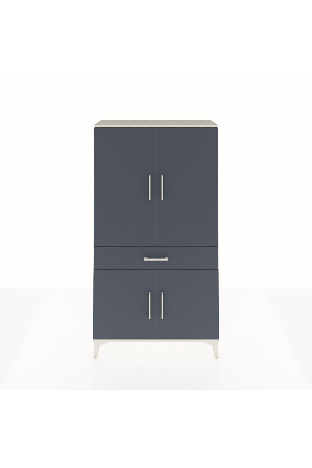 Arges Dolap 4 Raflı Tek Çekmeceli 4 Kapaklı 88x30x163 Aytaşı-Antrasit