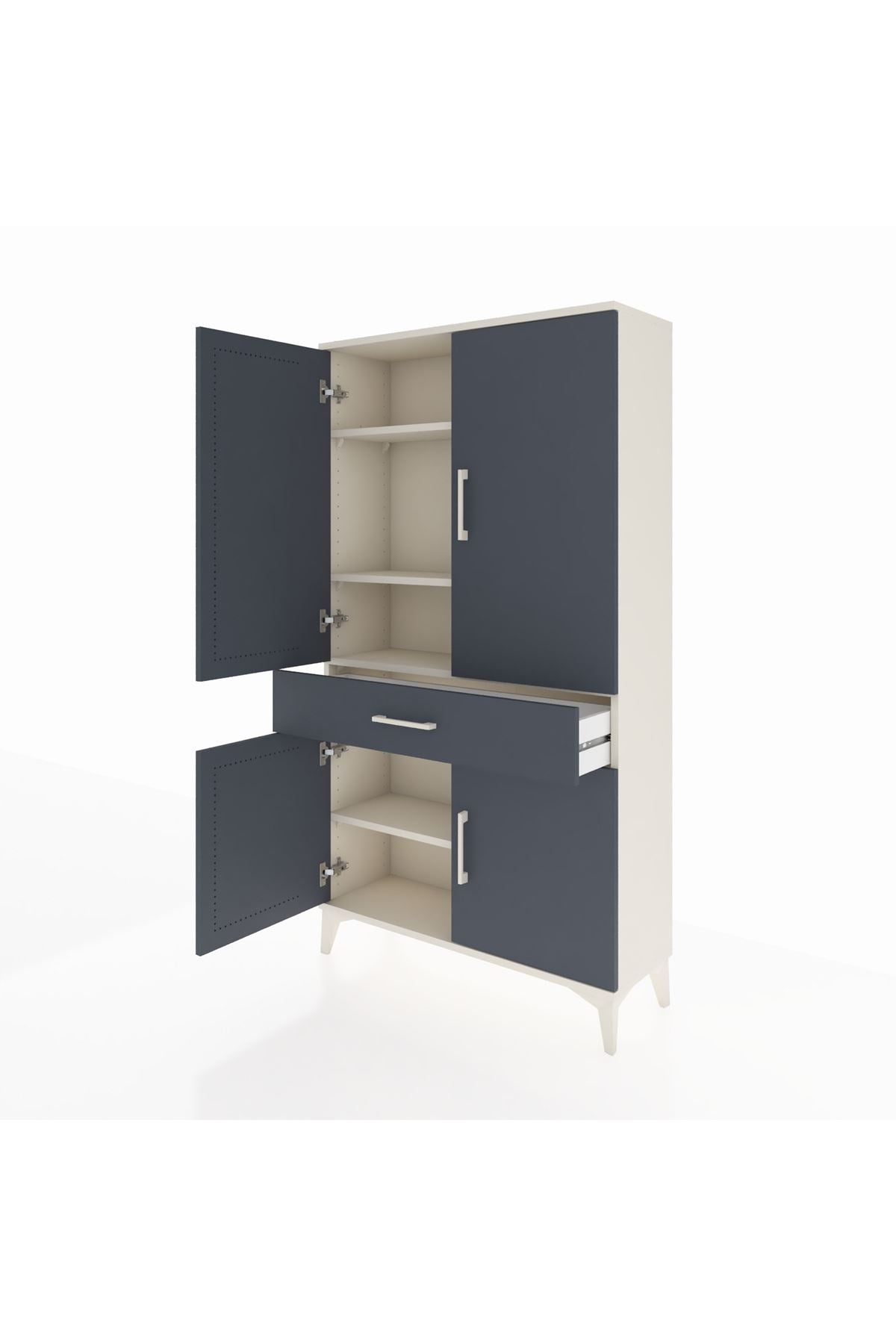 Arges Dolap 4 Raflı Tek Çekmeceli 4 Kapaklı 88x30x163 Aytaşı-Antrasit