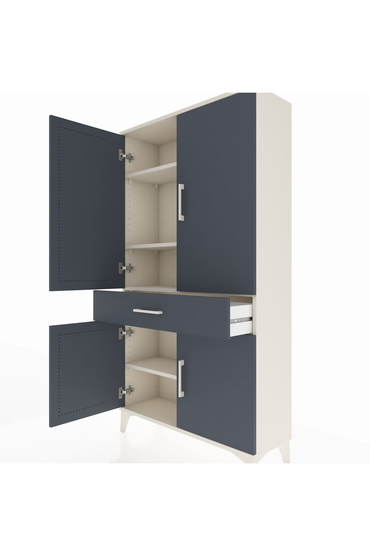 Arges Dolap 4 Raflı Tek Çekmeceli 4 Kapaklı 88x30x163 Aytaşı-Antrasit