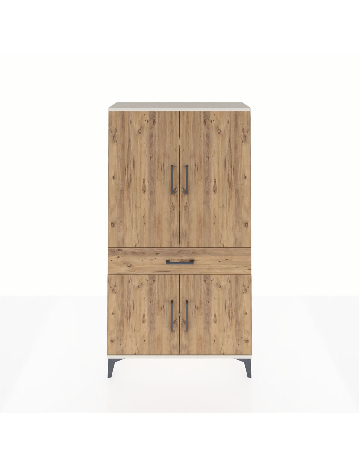 Arges Dolap 4 Raflı Tek Çekmeceli 4 Kapaklı 88x30x163 Aytaşı-Çam
