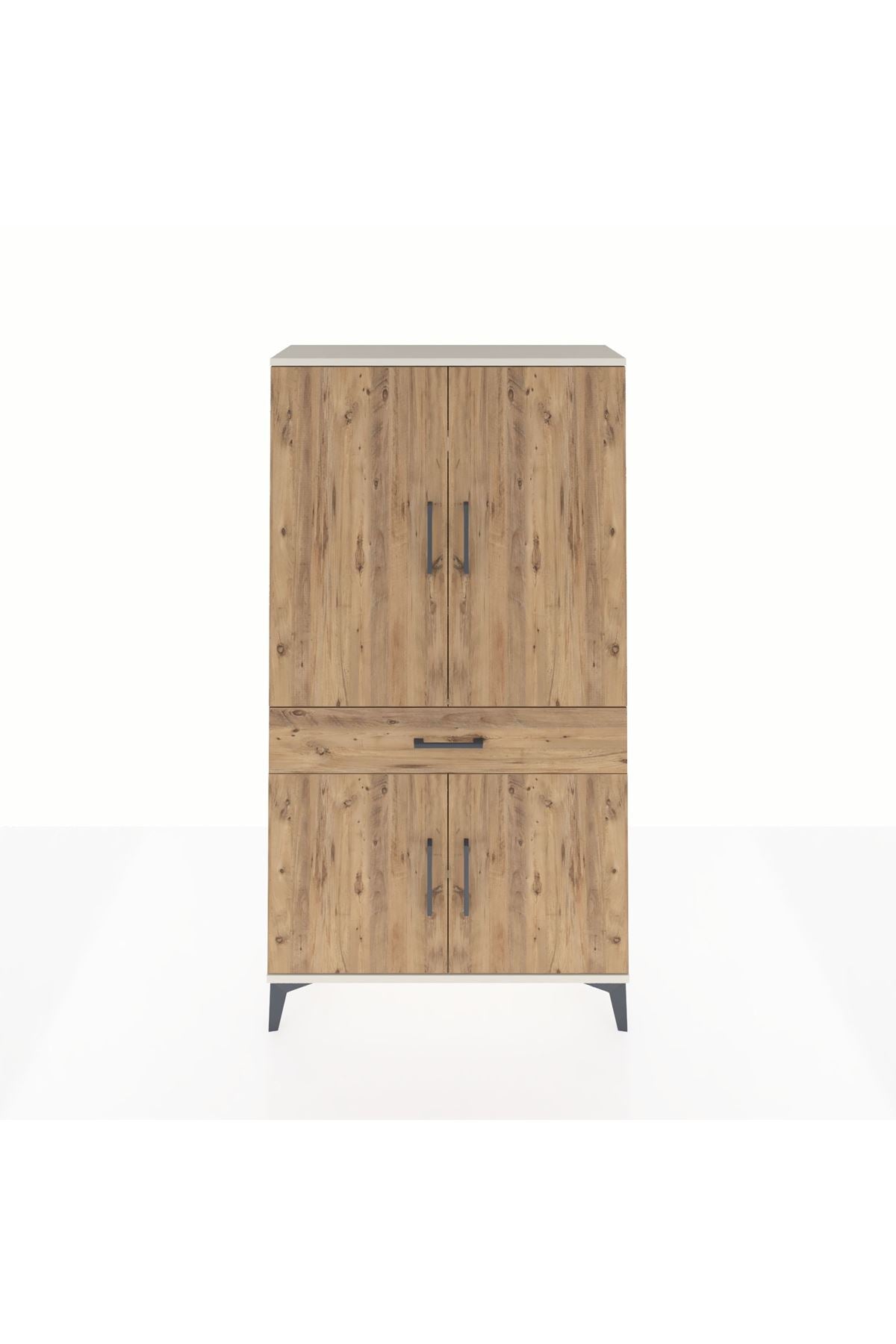 Arges Dolap 4 Raflı Tek Çekmeceli 4 Kapaklı 88x30x163 Aytaşı-Çam