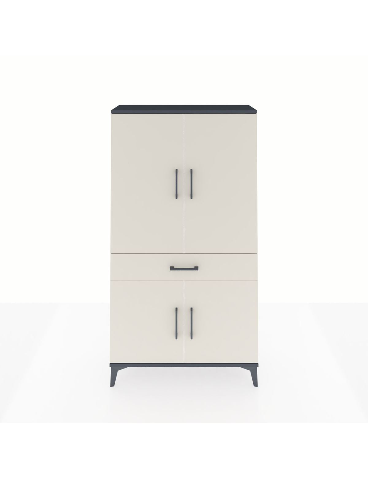 Arges Dolap 4 Raflı Tek Çekmeceli 4 Kapaklı 88x30x163 Antrasit-Aytaşı