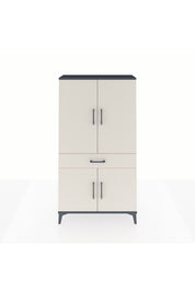 Arges Dolap 4 Raflı Tek Çekmeceli 4 Kapaklı 88x30x163 Antrasit-Aytaşı