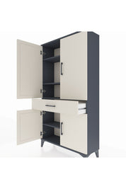 Arges Dolap 4 Raflı Tek Çekmeceli 4 Kapaklı 88x30x163 Antrasit-Aytaşı