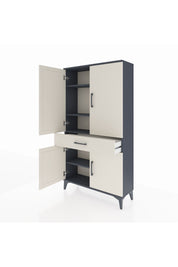 Arges Dolap 4 Raflı Tek Çekmeceli 4 Kapaklı 88x30x163 Antrasit-Aytaşı