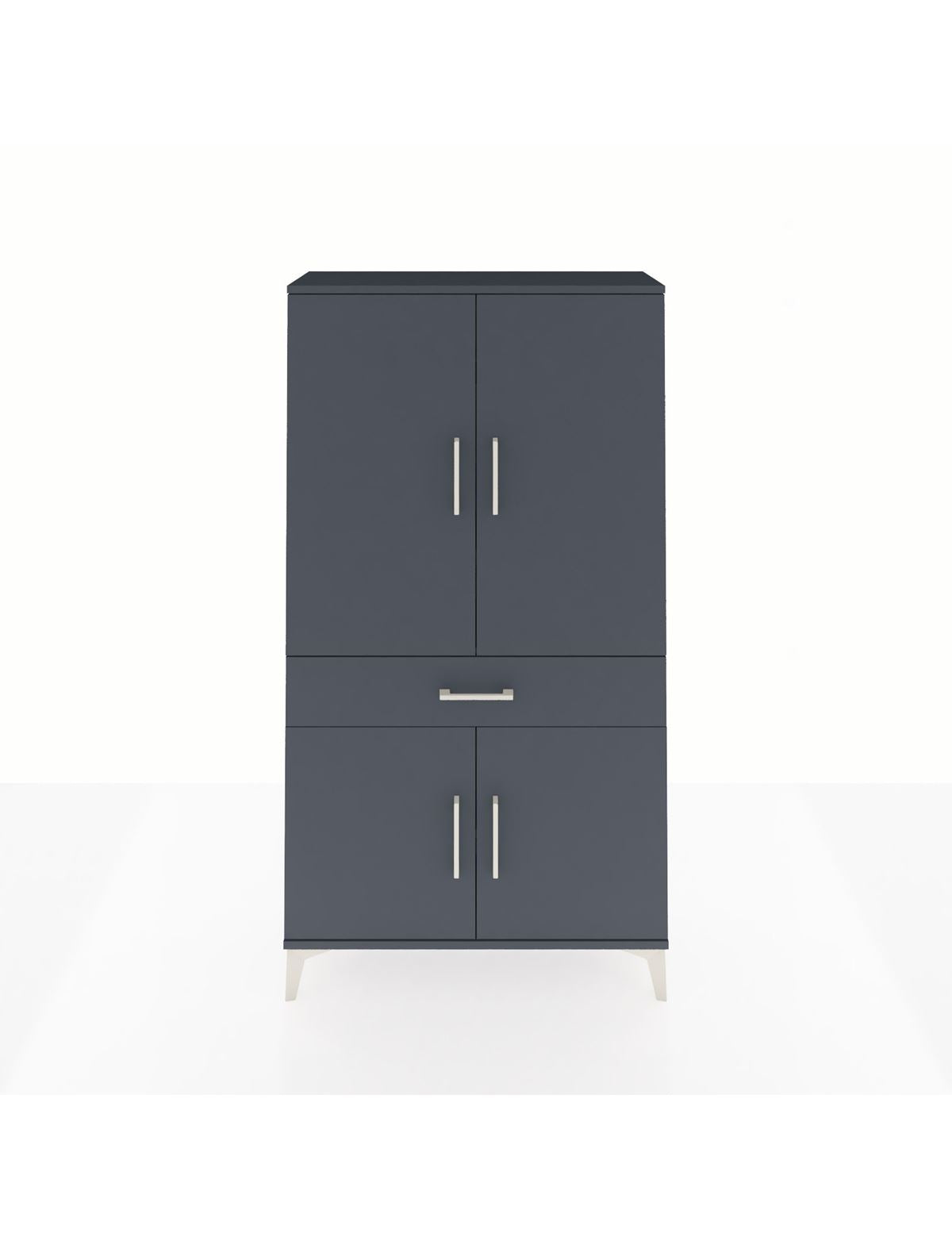 Arges Dolap 4 Raflı Tek Çekmeceli 4 Kapaklı 88x30x163 Antrasit-Antrasit