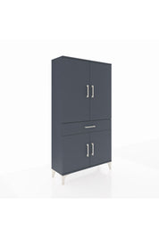 Arges Dolap 4 Raflı Tek Çekmeceli 4 Kapaklı 88x30x163 Antrasit-Antrasit