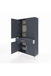 Arges Dolap 4 Raflı Tek Çekmeceli 4 Kapaklı 88x30x163 Antrasit-Antrasit