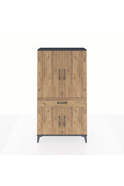 Arges Dolap 4 Raflı Tek Çekmeceli 4 Kapaklı 88x30x163 Antrasit-Çam