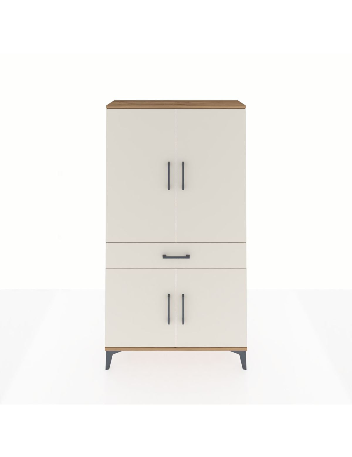 Arges Dolap 4 Raflı Tek Çekmeceli 4 Kapaklı 88x30x163 Çam-Aytaşı