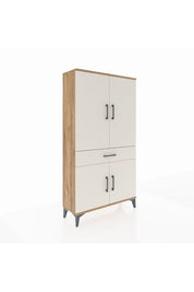 Arges Dolap 4 Raflı Tek Çekmeceli 4 Kapaklı 88x30x163 Çam-Aytaşı