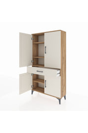 Arges Dolap 4 Raflı Tek Çekmeceli 4 Kapaklı 88x30x163 Çam-Aytaşı
