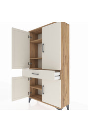 Arges Dolap 4 Raflı Tek Çekmeceli 4 Kapaklı 88x30x163 Çam-Aytaşı