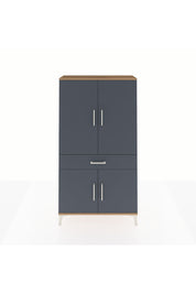 Arges Dolap 4 Raflı Tek Çekmeceli 4 Kapaklı 88x30x163 Çam-Antrasit