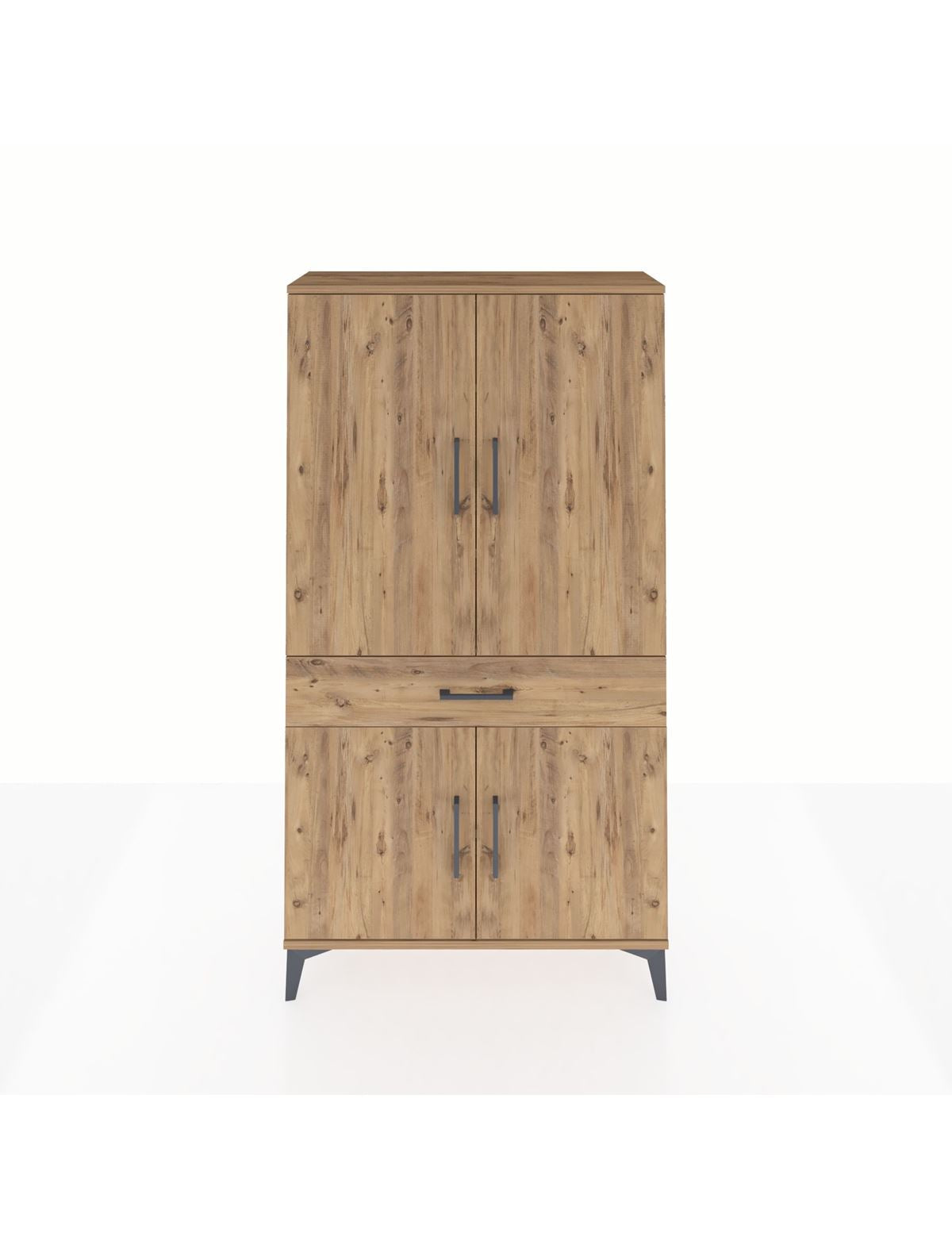 Arges Dolap 4 Raflı Tek Çekmeceli 4 Kapaklı 88x30x163 Çam-Çam