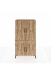 Arges Dolap 4 Raflı Tek Çekmeceli 4 Kapaklı 88x30x163 Çam-Çam