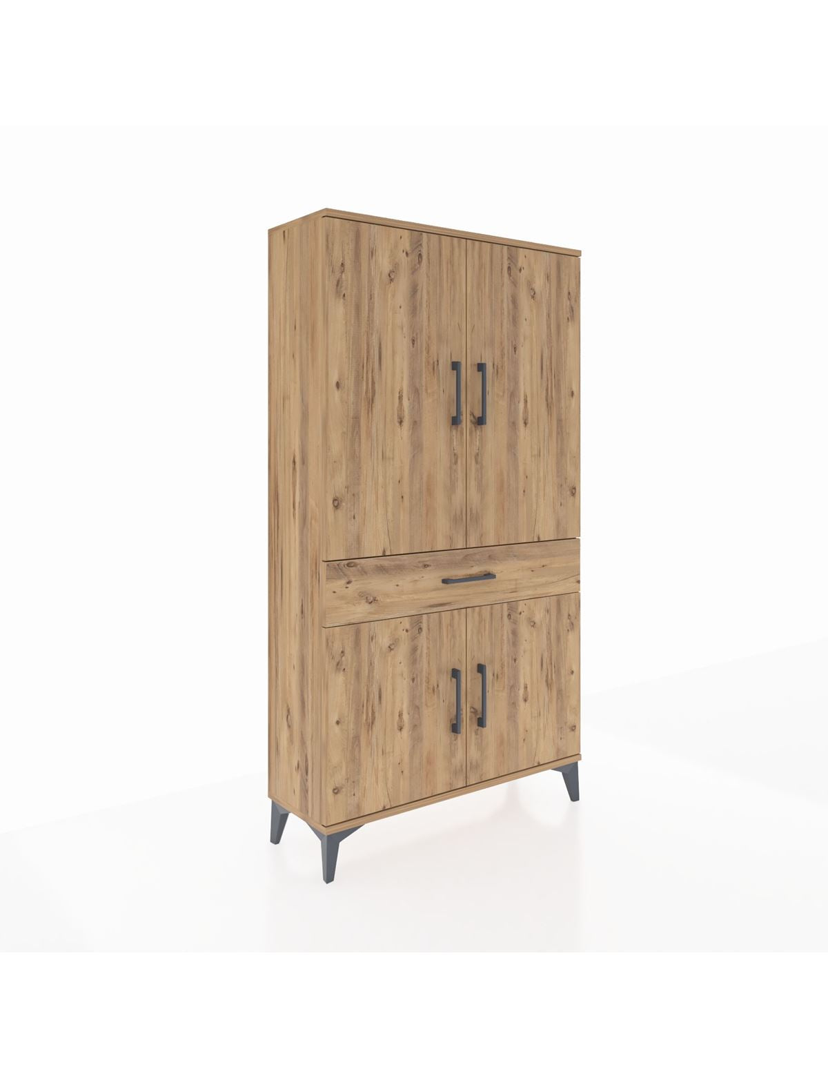 Arges Dolap 4 Raflı Tek Çekmeceli 4 Kapaklı 88x30x163 Çam-Çam