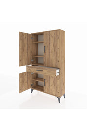 Arges Dolap 4 Raflı Tek Çekmeceli 4 Kapaklı 88x30x163 Çam-Çam