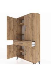 Arges Dolap 4 Raflı Tek Çekmeceli 4 Kapaklı 88x30x163 Çam-Çam