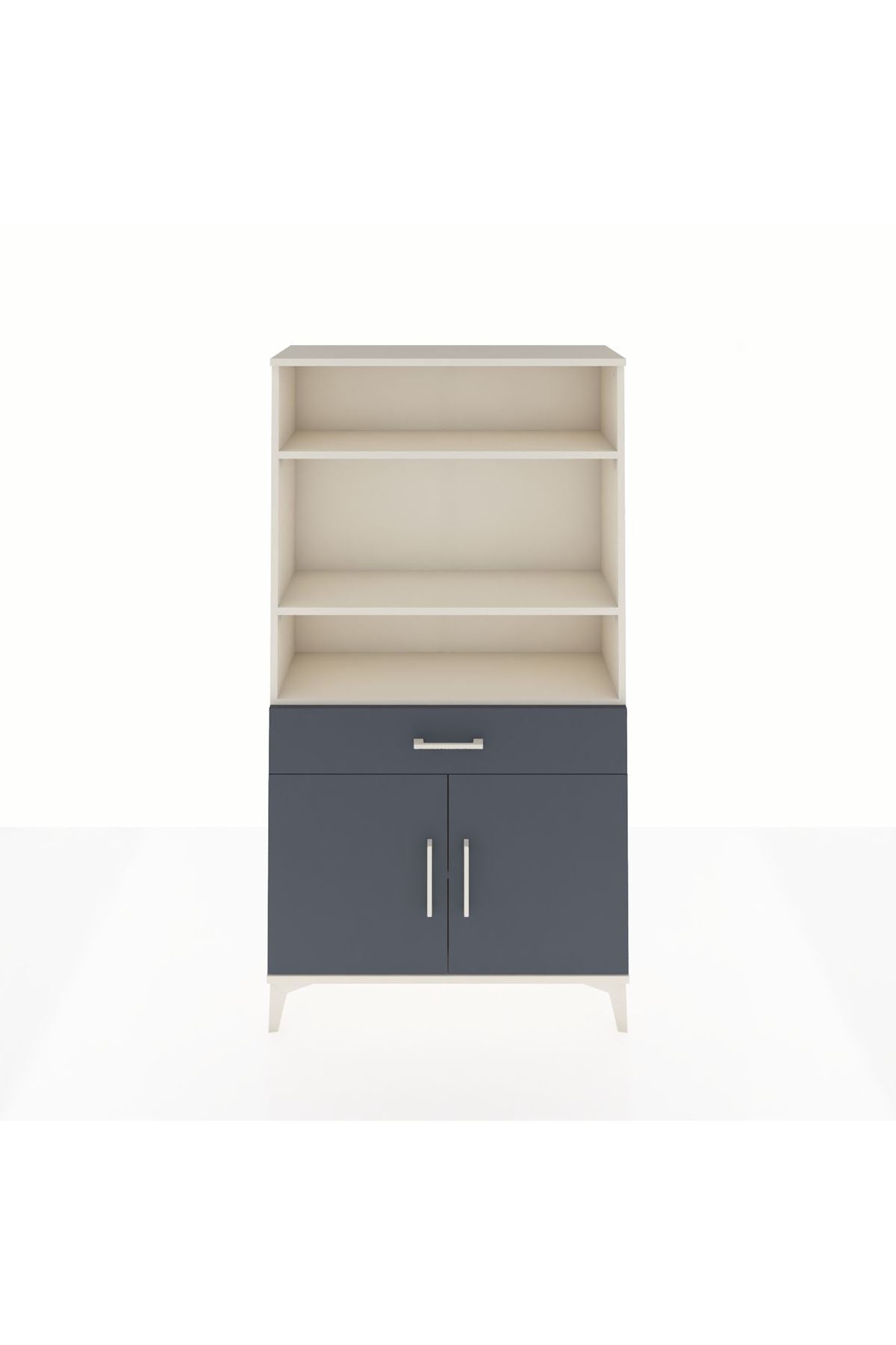 Arges Dolap 3 Raflı Tek Çekmeceli 2 Kapaklı 88x30x163 Aytaşı-Antrasit