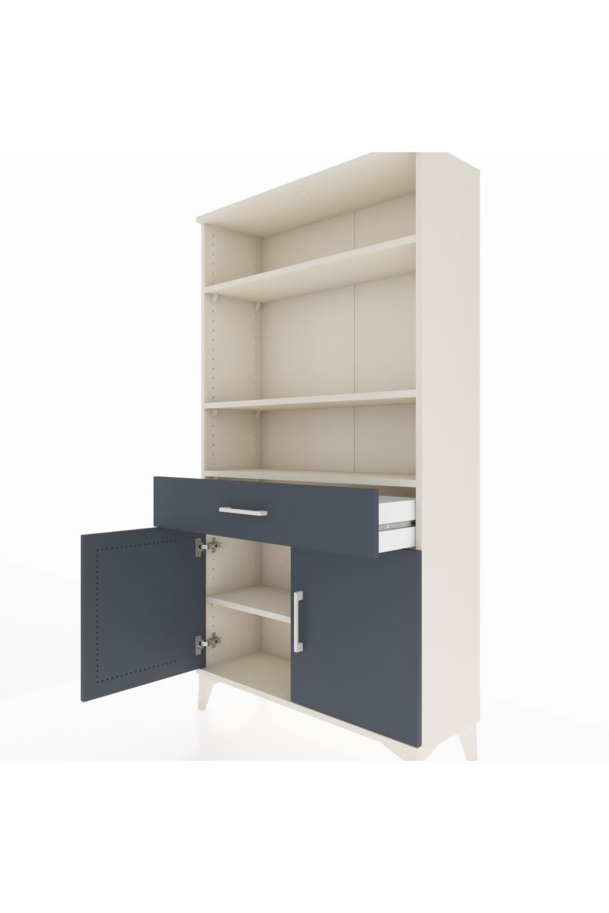 Arges Dolap 3 Raflı Tek Çekmeceli 2 Kapaklı 88x30x163 Aytaşı-Antrasit