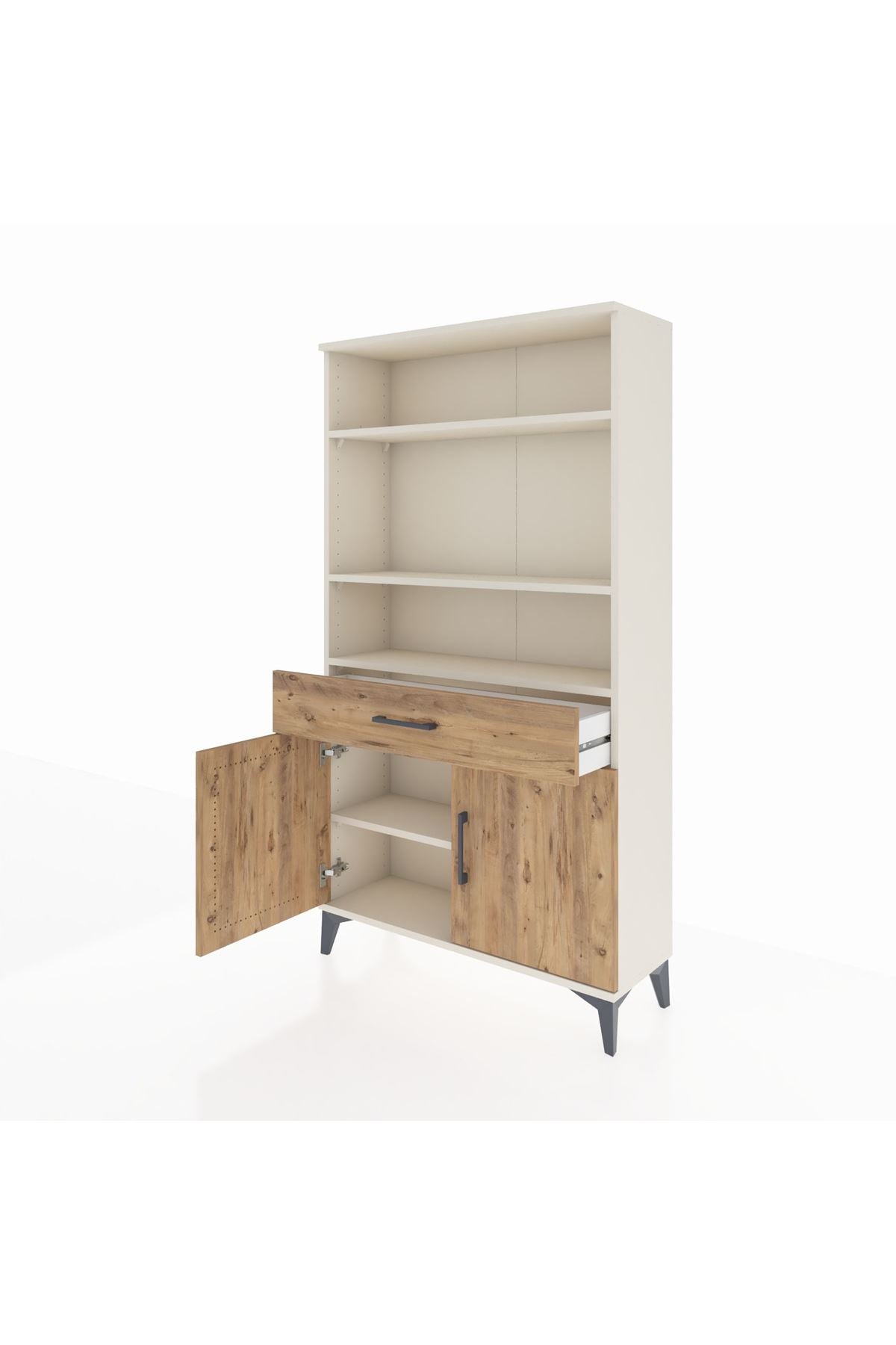 Arges Dolap 3 Raflı Tek Çekmeceli 2 Kapaklı 88x30x163 Aytaşı-Çam